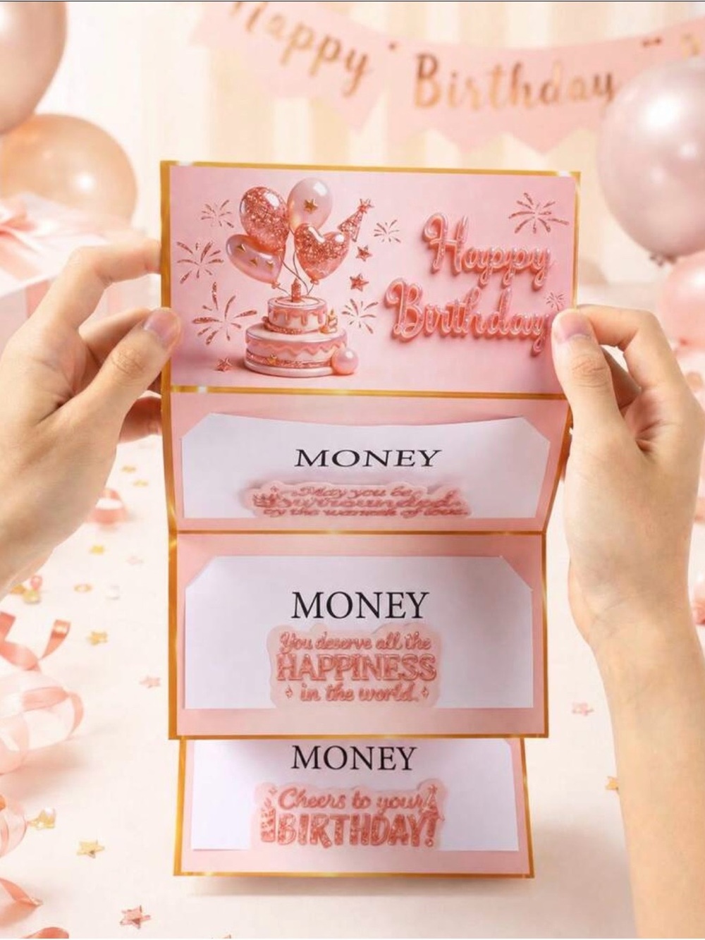 Pink Birthday Card Pack - Money Holder with Envelope. - Picture 6 of 8